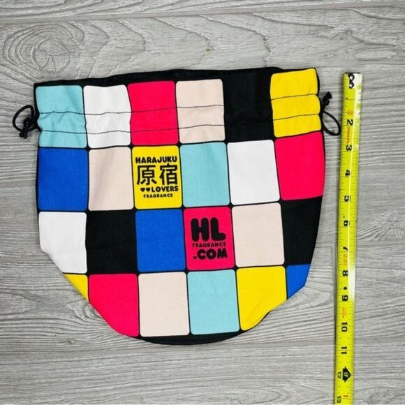 harajuku lovers Color Block Drawstring Purse Tote Cosmetic Bag Small clucth - Picture 4 of 4